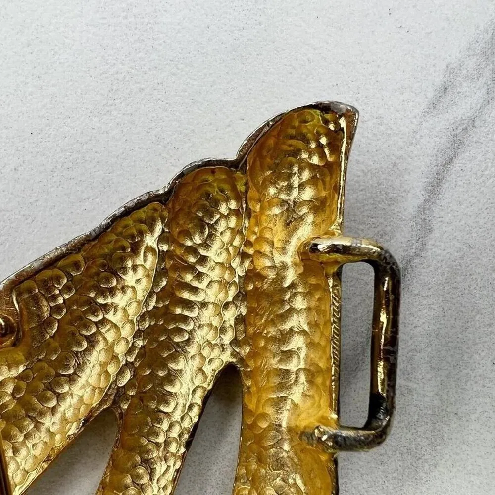 Gold Tone Abstract Wing Belt Buckle Piece - Image 5
