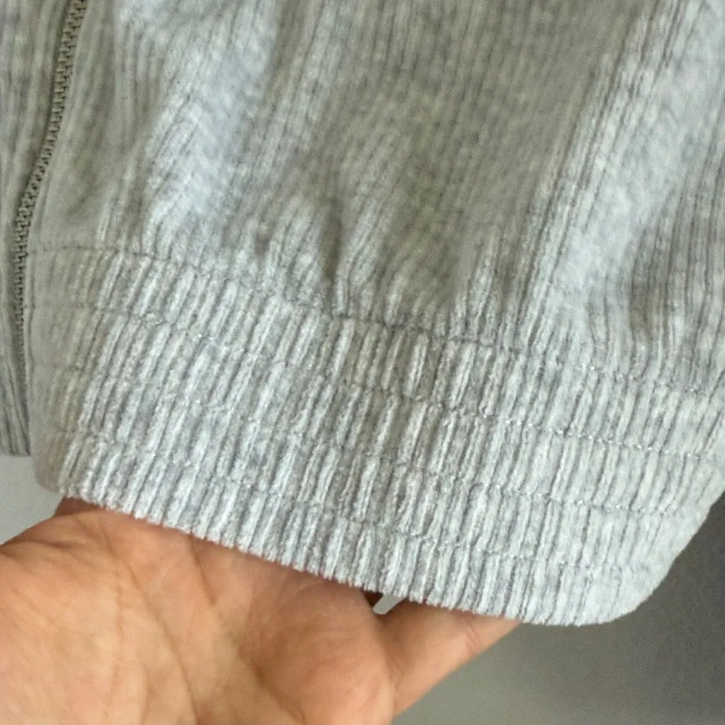 American Eagle Aerie Light Gray Utility Jacket Ribbed Crop Front Zip Small - Image 6