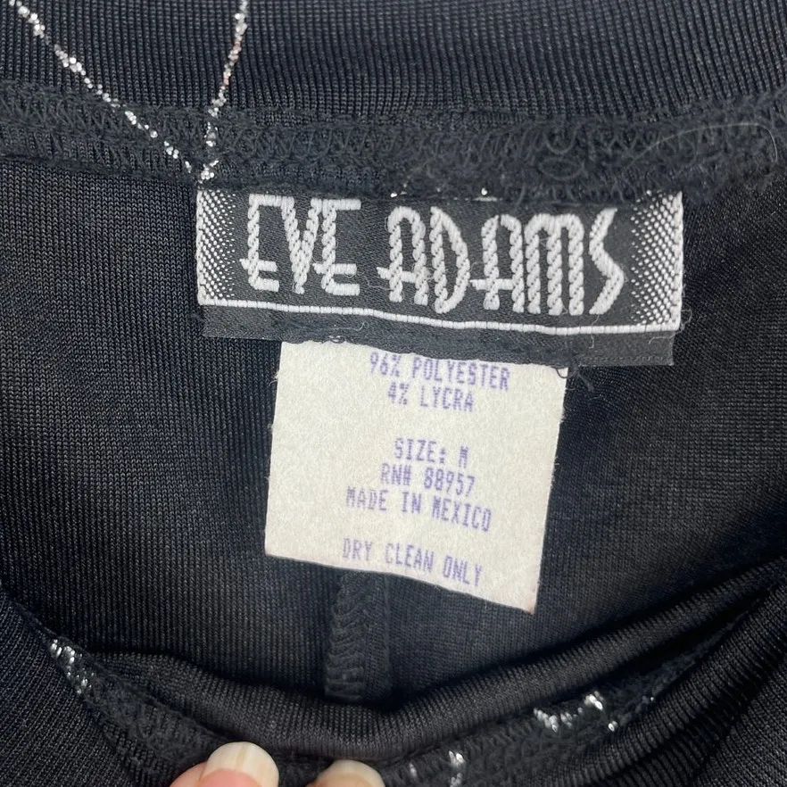 Vtg Y2 Eve Adams Midi Dress Sz M Holiday Gala Metallic Glitter Formal Floral Black Size M - Image 10