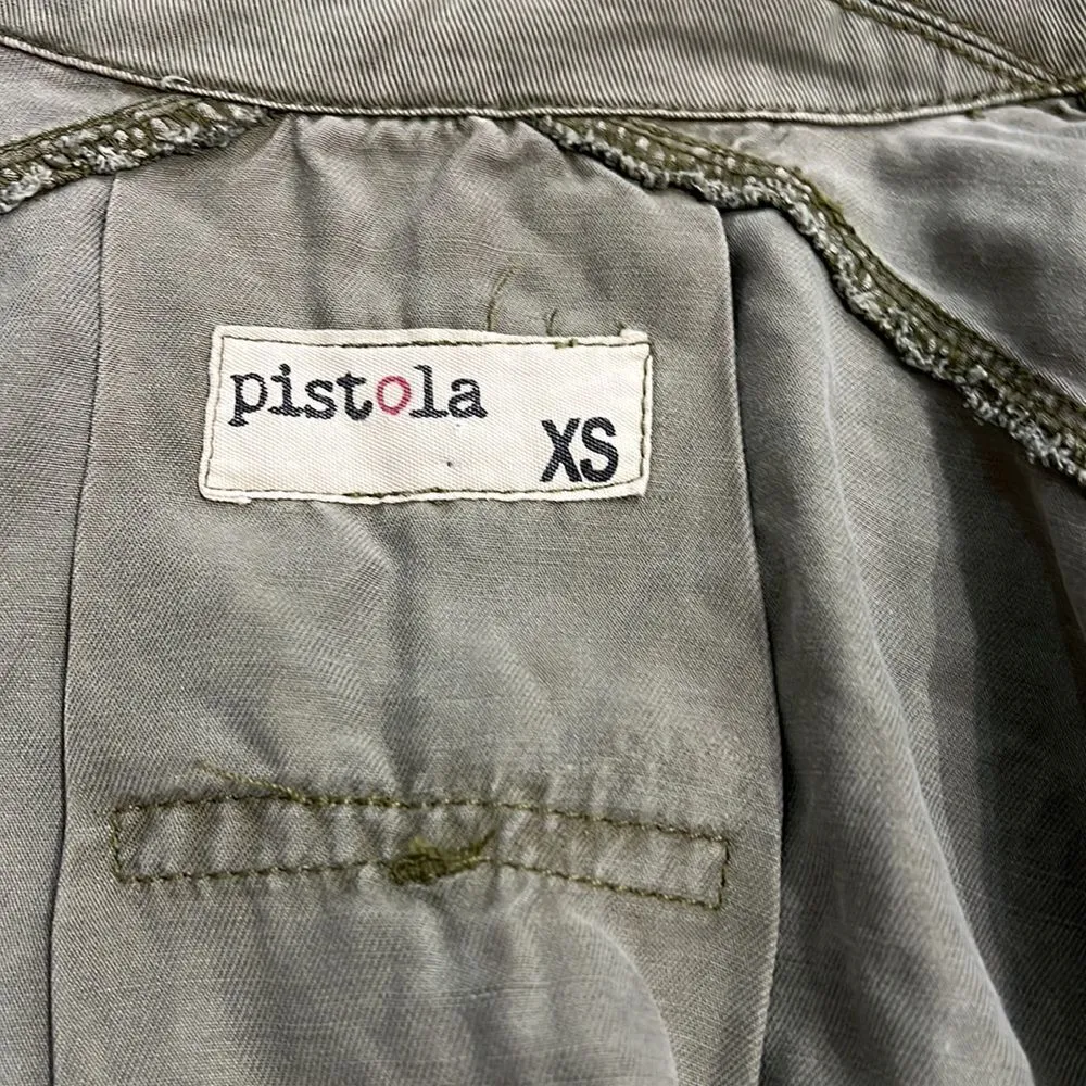 Pistola Revolve Bowie Moto Swing Jacket 100% Tencel Hi-Lo Hem Military size S - Image 9