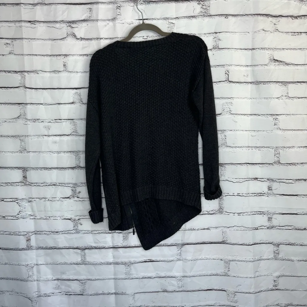 Ivanka Trump Asymmetrical Cable Knit Sweater Women’s L Gray Zip Hem Pullover Y2K - Image 10