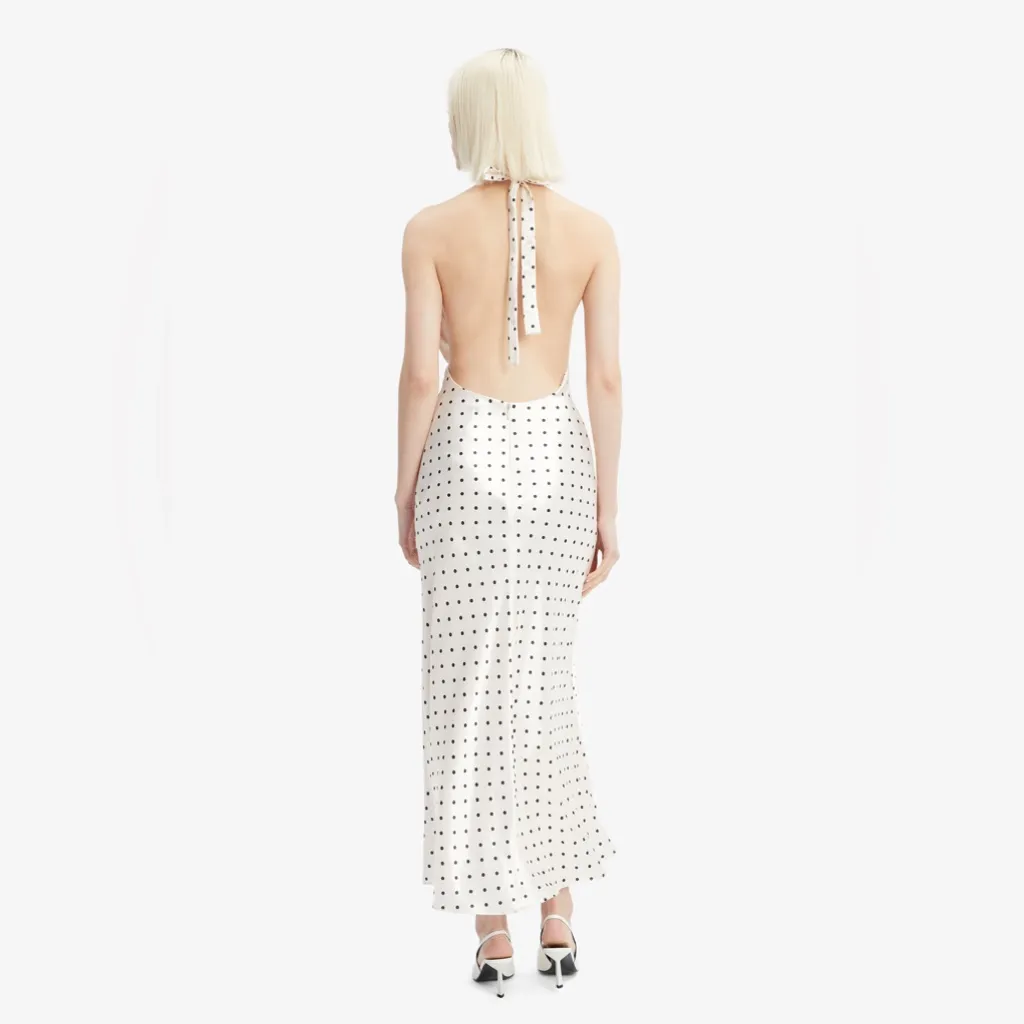 Bardot Citron Polka Dot Midi Dress In Ivory Spot XS - Image 2