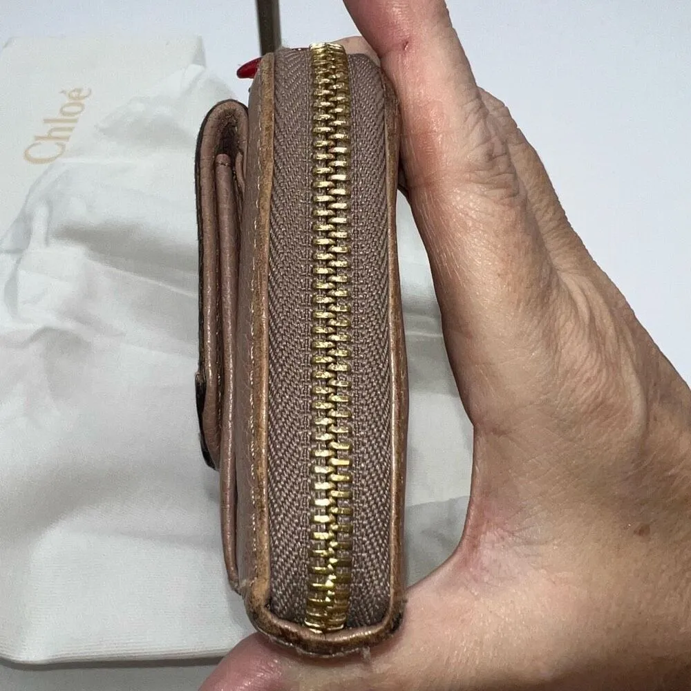 Chloe Full Inclusion Beige/Blush Zip Around Long Wallet - Image 6