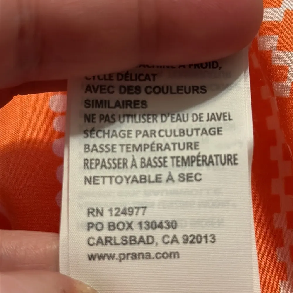 Prana Aleen‎ Orange And White Blouse Top Size XS  #W11170092 - Image 10