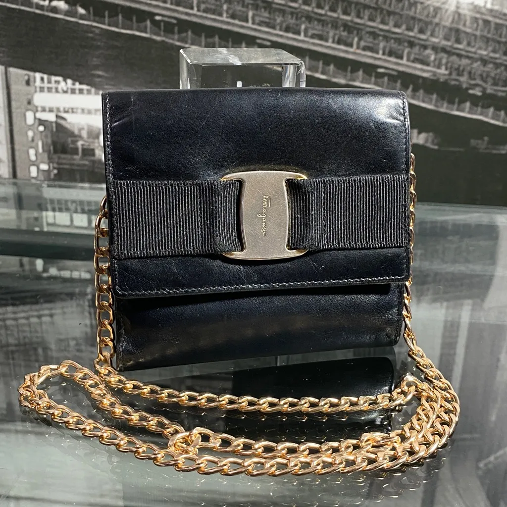 Authentic Salvatore Ferragamo Black Leather Wallet - Image 3