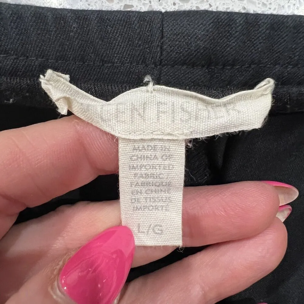 Eileen Fisher Size L Pants Slim Knit Crop Pants Black Stretch Side Zip Capsule - Image 8