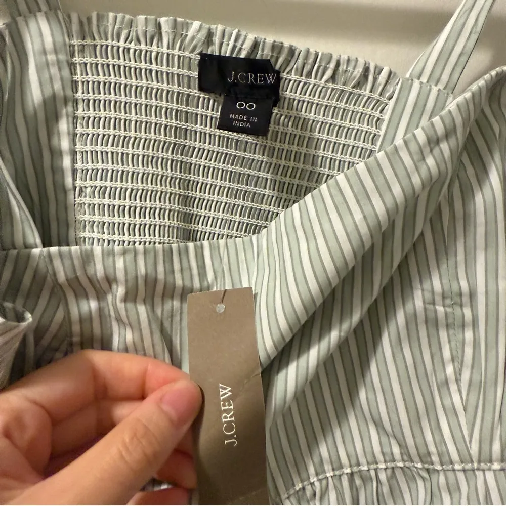 J. Crew Tie-shoulder tank top in stripe green & white size 00 nwt 100% cotton - Image 5