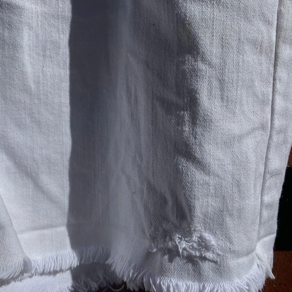 Paige Distressed‎ Denim Shorts White - Image 3