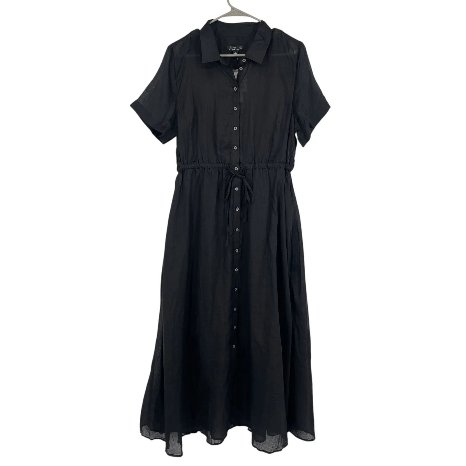 J.Crew Cerise shirt-dress in ramie Black Size 12 NWT Old Money Quiet Luxury - Image 5