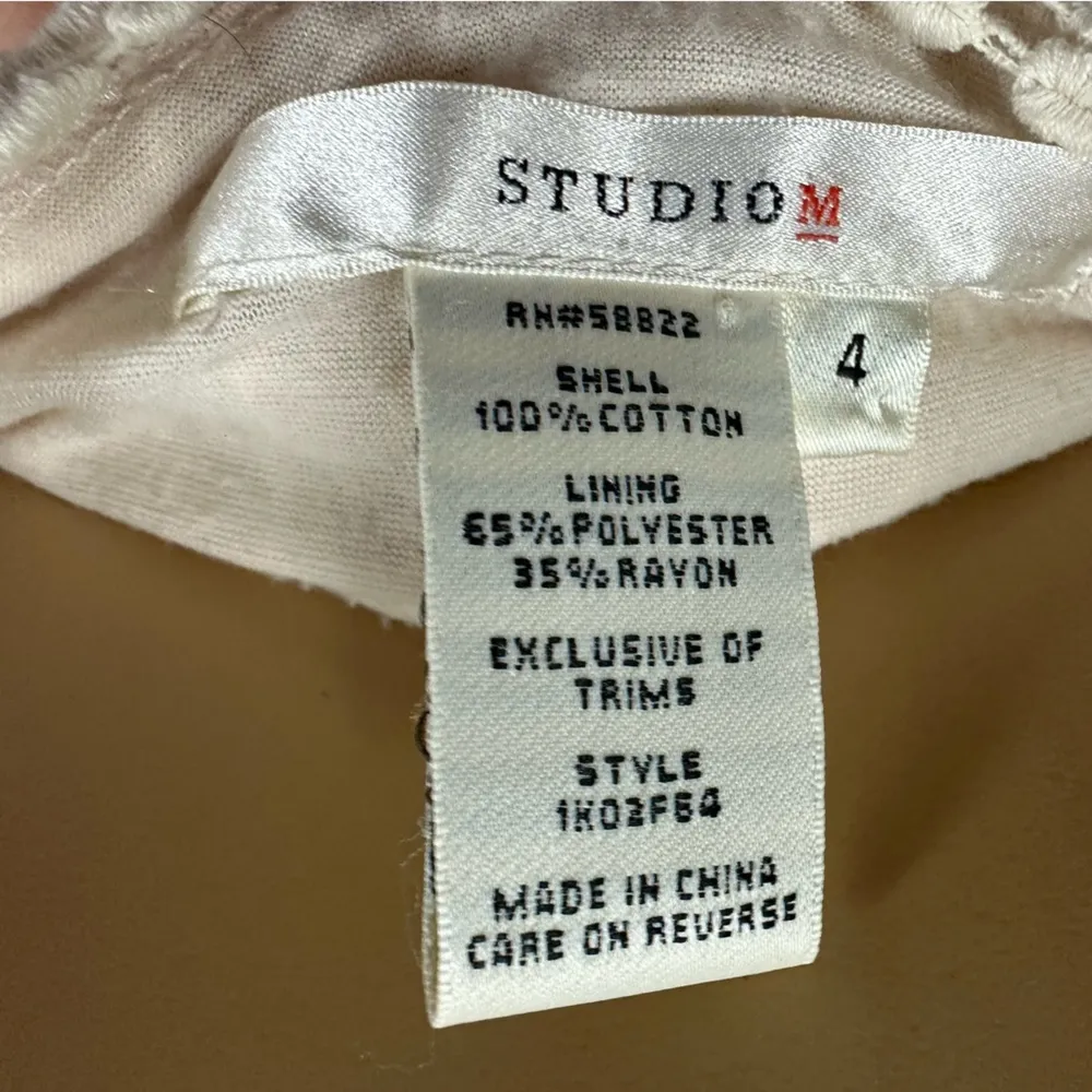 Studio M Cotton Crochet Lace Empire Waist Sleeveless Lined Zip Up Dress Womens 4 - Image 8