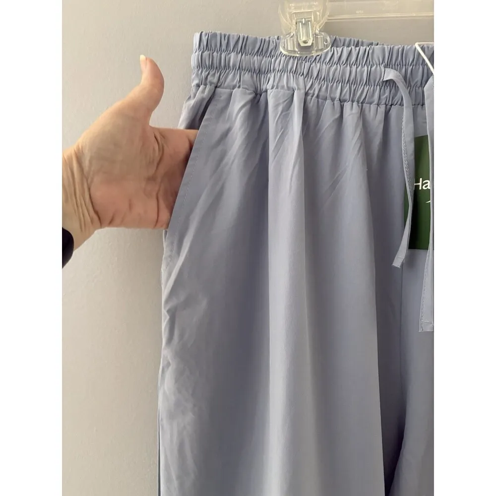 Halara  Breezeful High Waisted Drawstring Joggers Size L Thin Ice Blue Split Hem - Image 4