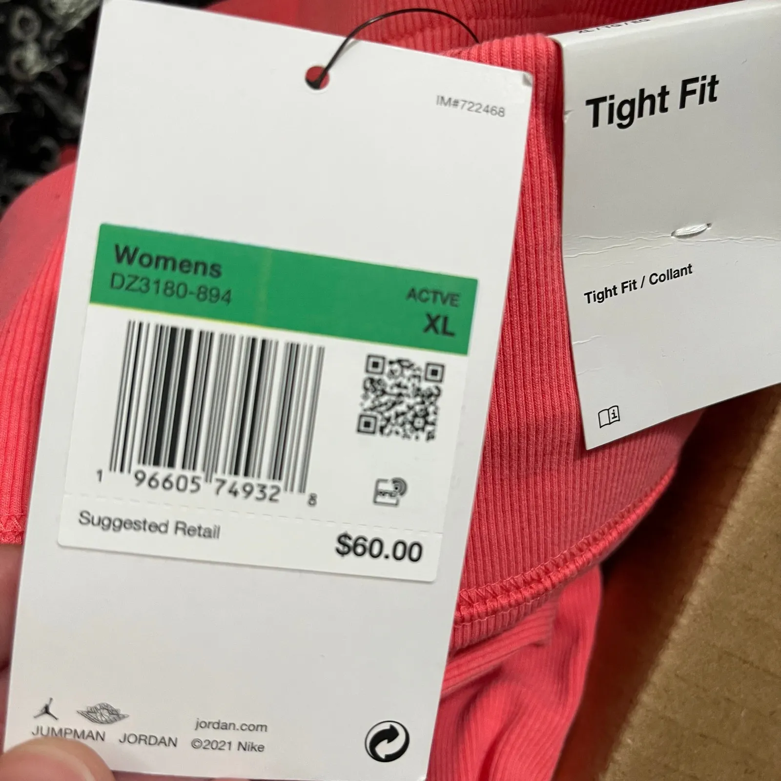 •NWT• Air Jordan Women's Ribbed Pink (coral) Bike Shorts • XL - Image 8