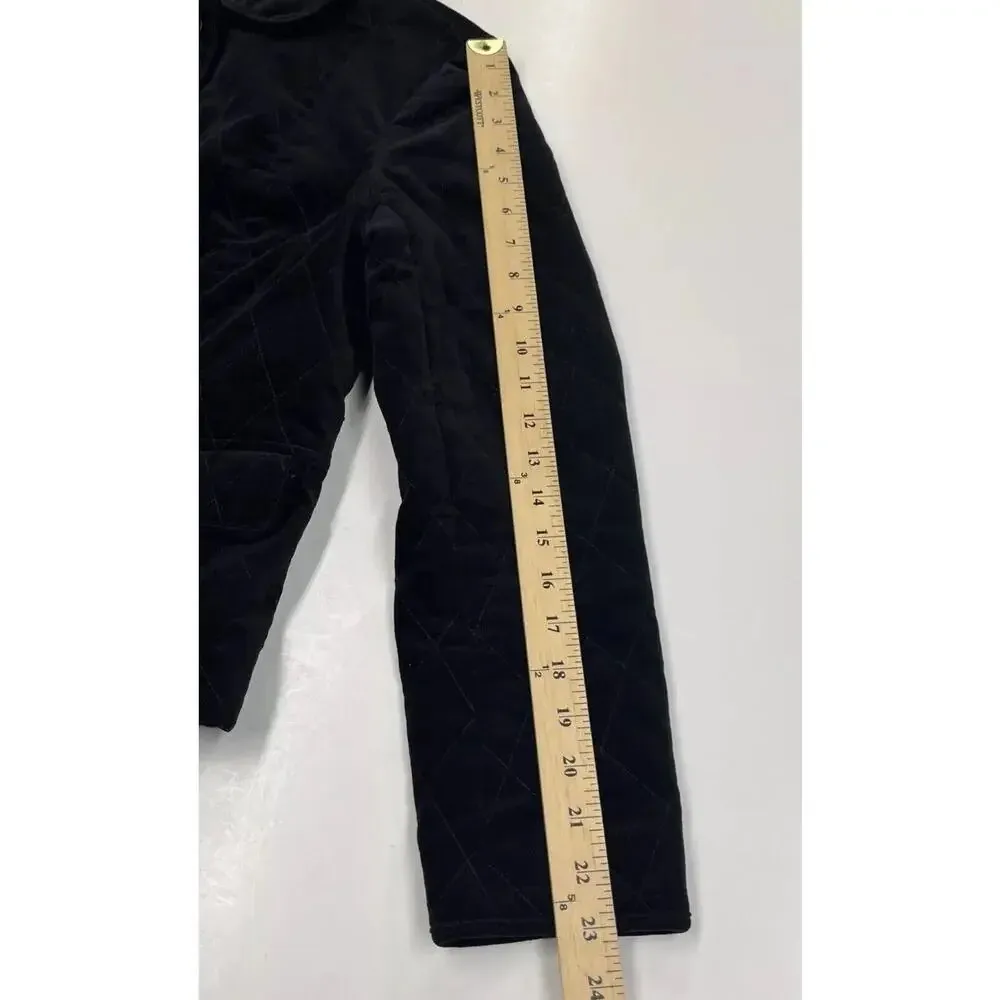 TALBOTS WOMEN'S BLACK VELOUR QUILTED BUTTON-DOWN JACKET SZ 8 Classic Preppy - Image 12