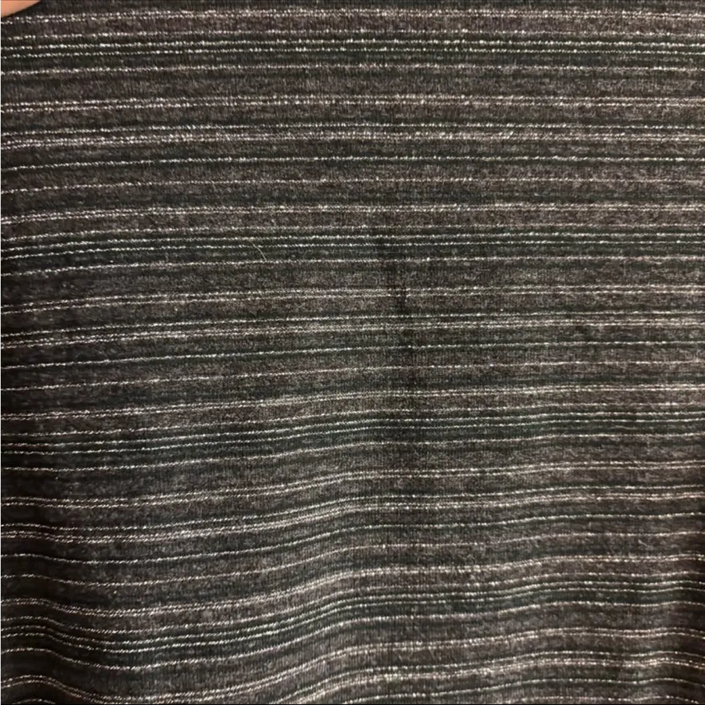 Fitted Black and Gray Long Sleeve Sparkly Striped Top Size M - Image 3