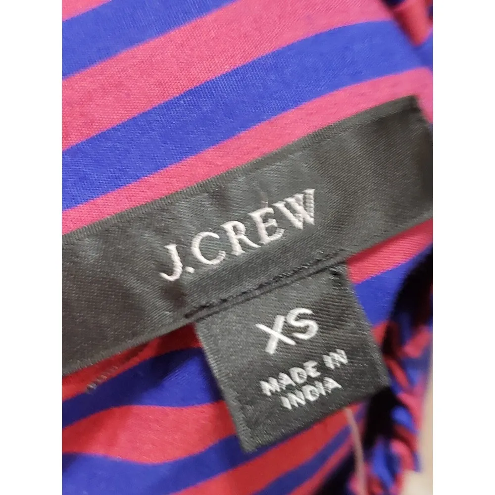 J. Crew Red & Blue Striped Long Sleeve Ruffle Trim Tuxedo Top Blouse XS - Image 13