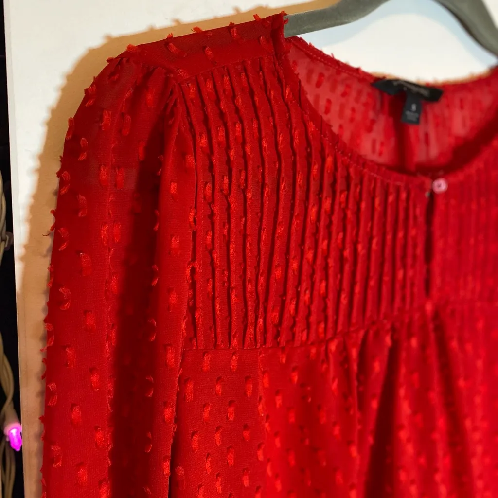 Banana Republic Swiss-Dot Long Sleeve Blouse Small - Image 2