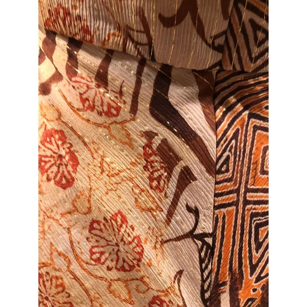 Cache Earthtone Silk Metallic Lined Halter Top Built In Bra Lined Hankey Hem$128 - Image 4