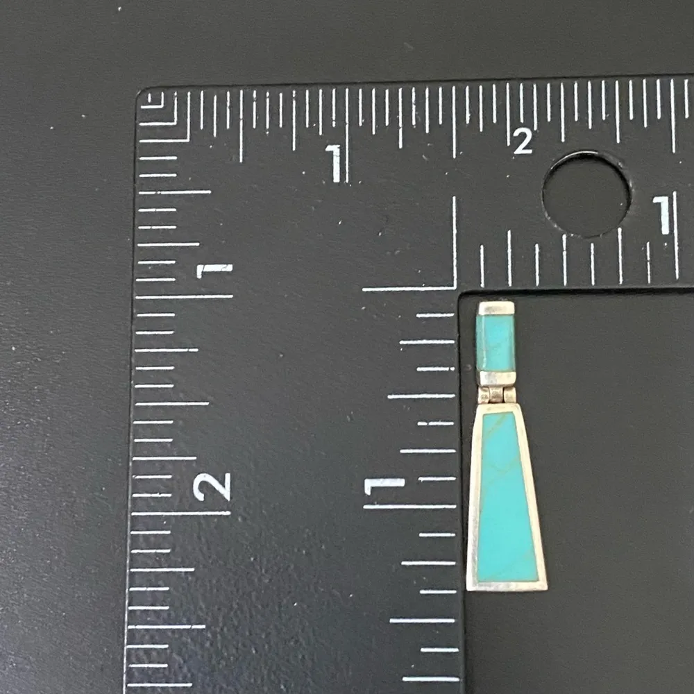 Vintage Sterling Silver 925 Native American Turquoise Inlay Door Knocker Pendant - Image 4