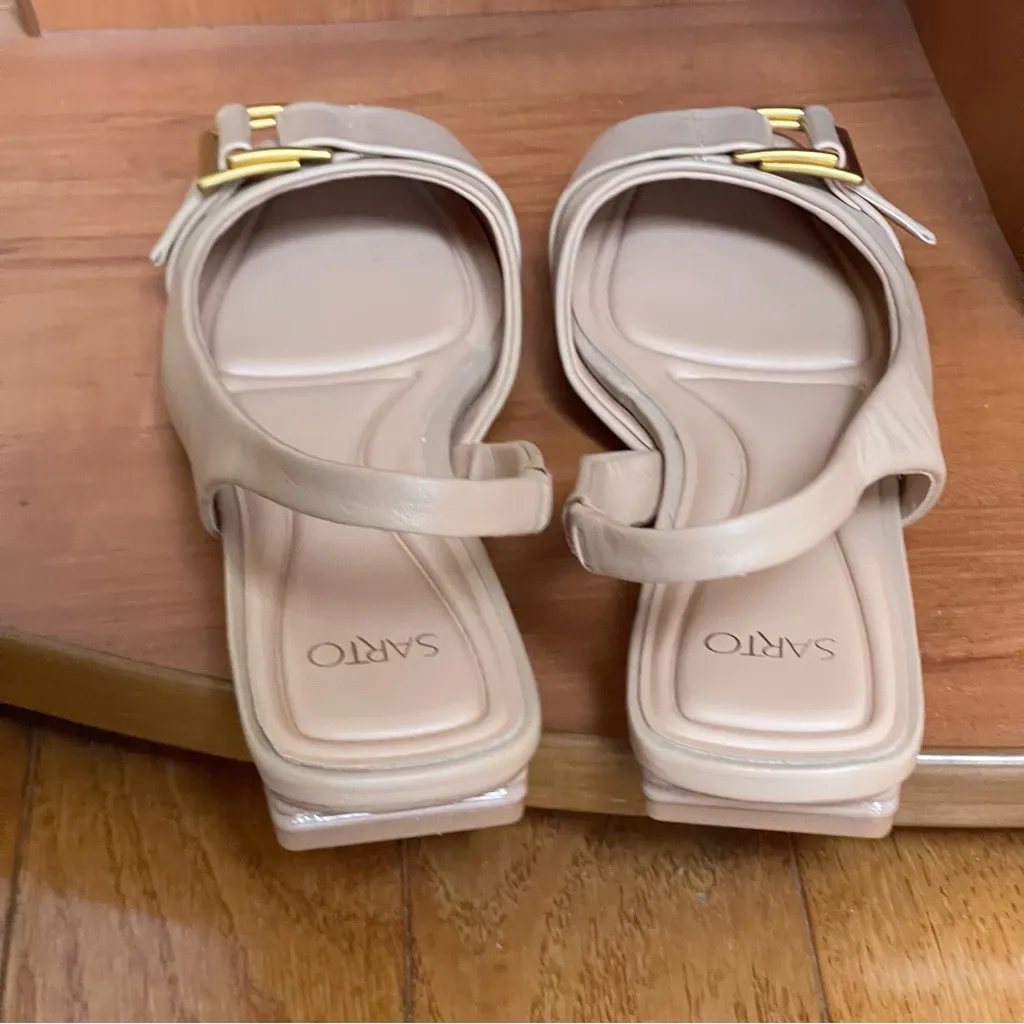 Franco Sarto Women's Classic Leather Ballet Flat Sling Backs Beige Sz 8 - Image 7