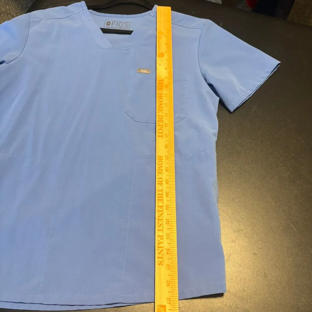 Figs Scrub Top Technical Collection Adult Small Blue 3 Pockets V Neck TM3000 - Image 3