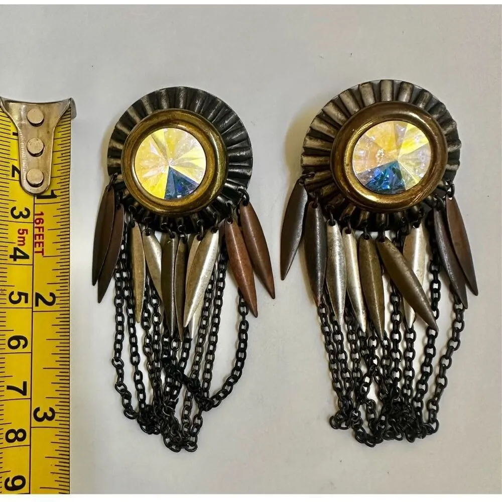 Vintage aurora borealis vintage chain statement earrings - Image 7