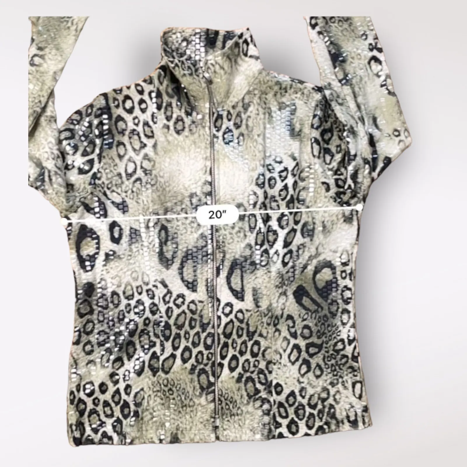 Misook Vintage Y2K Green Leopard Print Jacket Size‎ S - Image 4