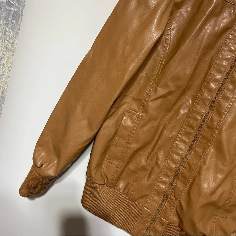 Maternity Faux Leather Vintage Full Zip Jacket Medium Tan Size undefined - Image 6