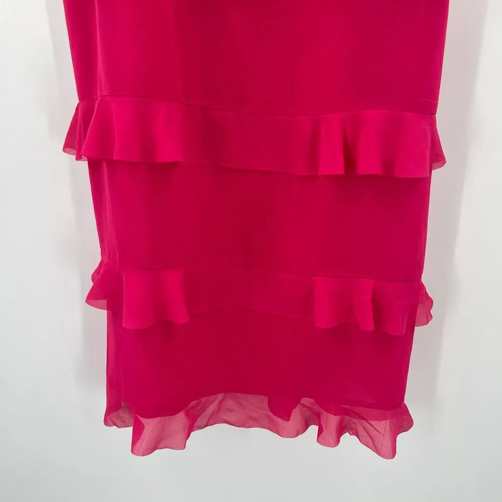 LUCY PARIS Dress Size Extra Large NWT Fuchsia Pink Ruffle Tiered Midi Cocktail - Image 12