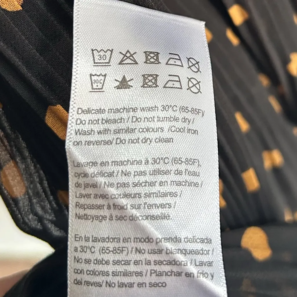 Seraphine Polka Dot Pleated Maternity & Nursing Dress US 4 Black Gold - Image 8