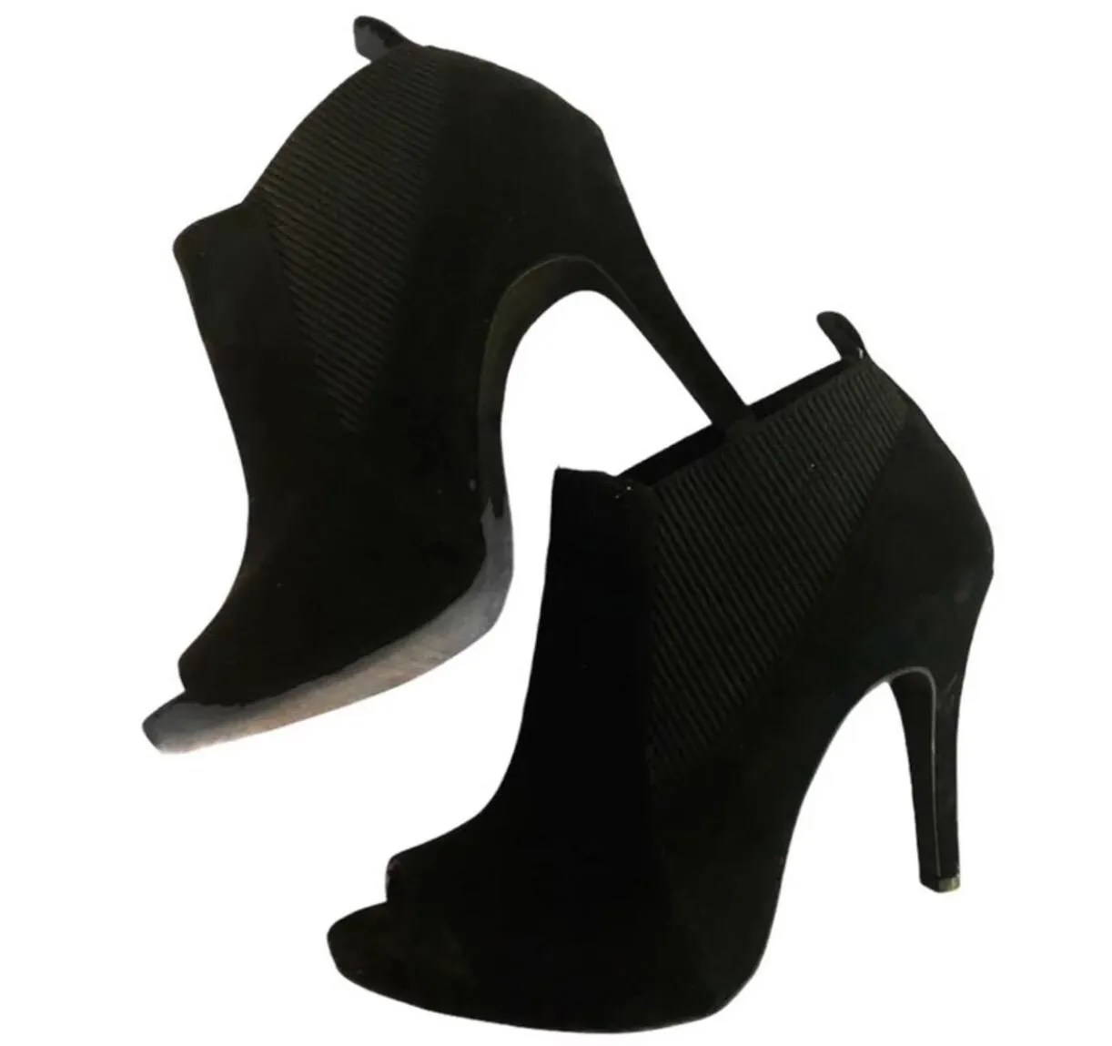 Simply  Black Suede Peep Toe Booties - Image 2