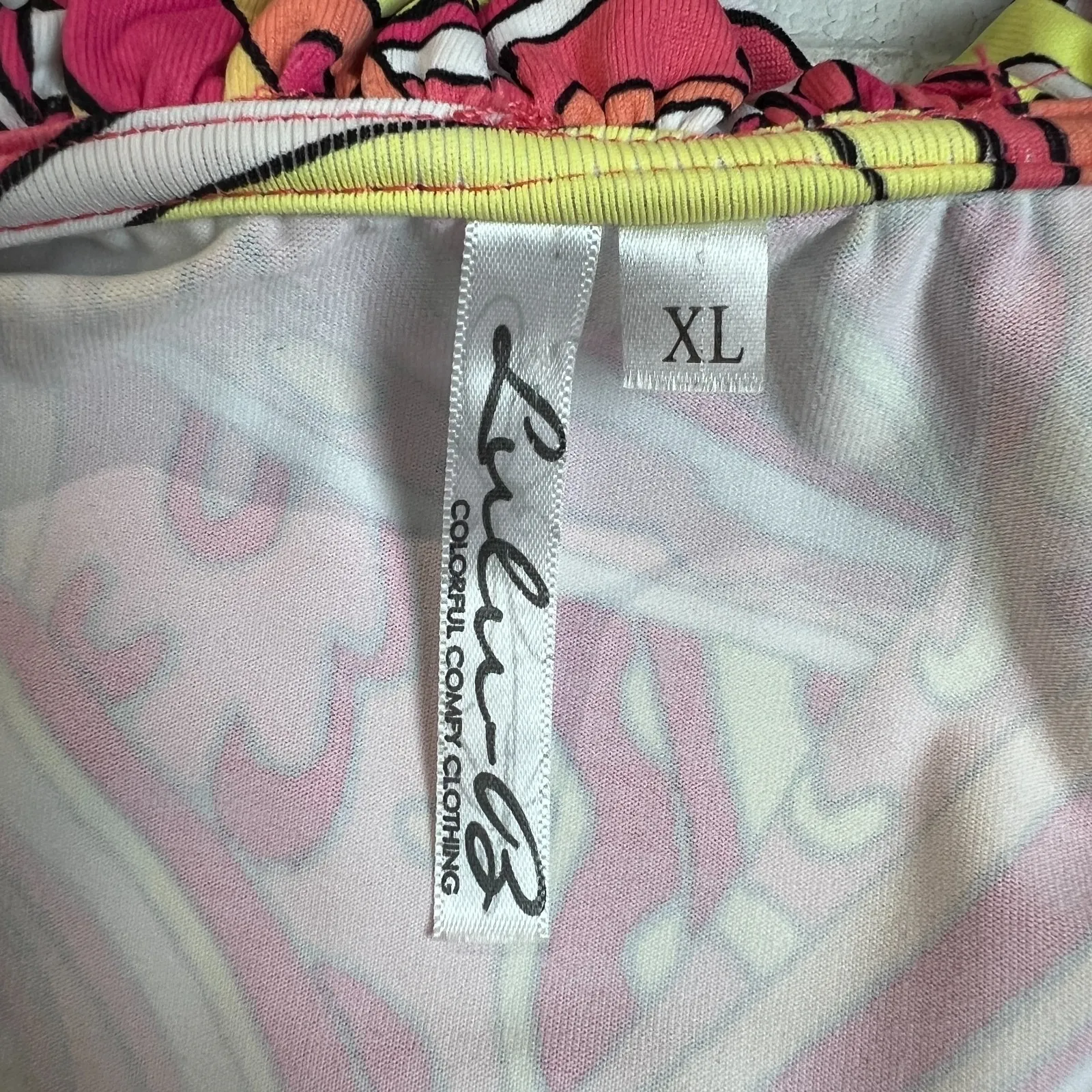 Lulu B‎ Dress Womens XL Pink Colorful Psychedelic Ruffle Neck UPF50 Beach Travel - Image 9