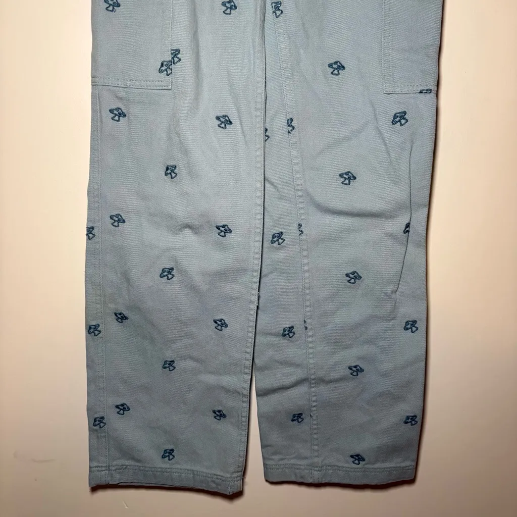 Pacsun Womens XS Blue Baggy Carpenter Mushroom Novelty Cargo Pants Embroidered - Image 7
