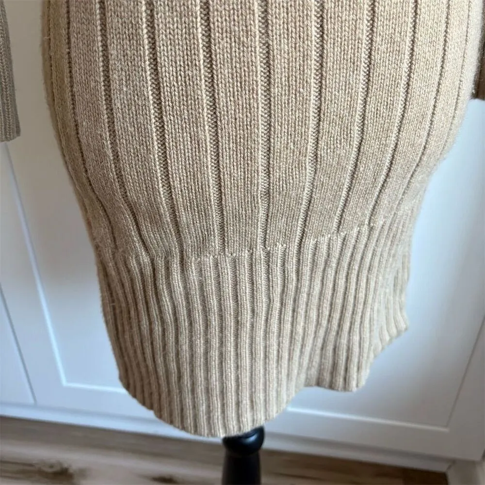 Alice + Olivia Beige Cashmere Wool Cowl Neck Sweater Dress Size S Knee Length Tan - Image 6
