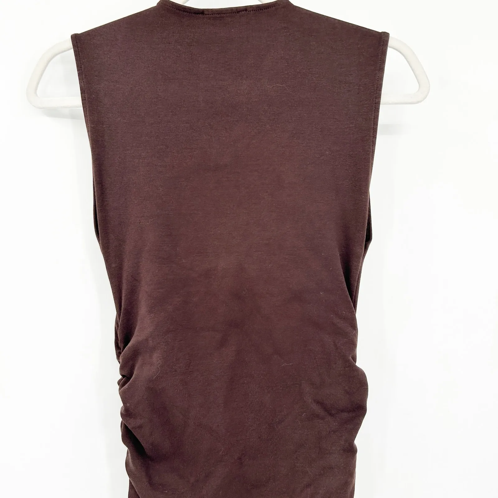 Zara Womens‎ Summer Occasion High Neck Sleeveless Ruched Midi Dress Size S Brown - Image 5