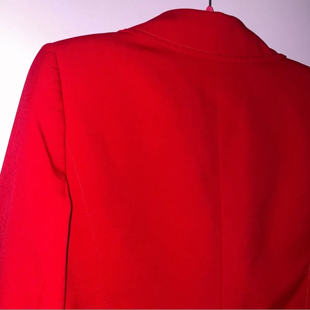Tahari Size 6 Blazer Red Button Collar Suit Jacket - Image 7