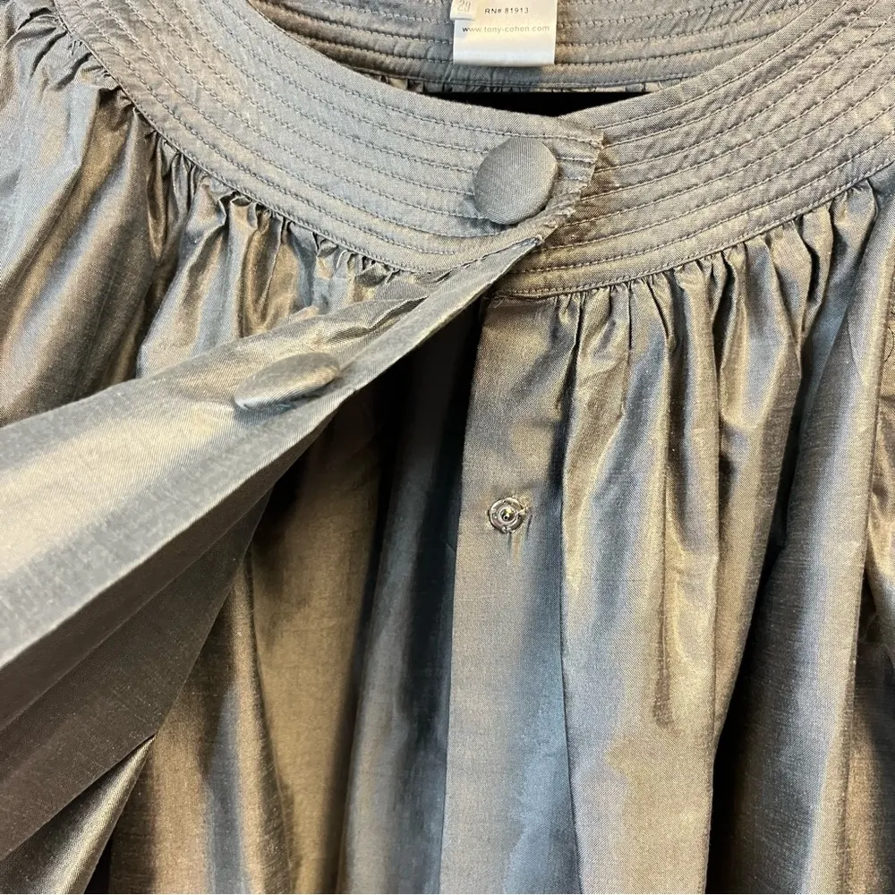 Tony Cohen Bolero Jacket Grey Silk Blend Two Button Dressy Shrug Sz 6 EUC - Image 3