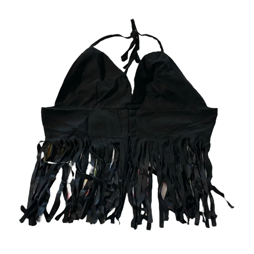 Shein women's 8/10 black halter top with fringe - Image 3