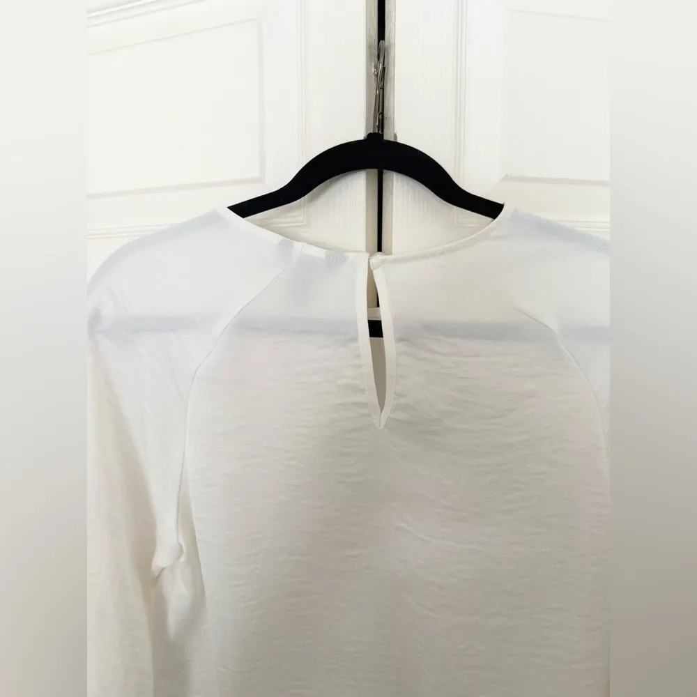 New Look White Satin Long Sleeve Blouse Blouson Lantern Sleeve Size 4 - Image 5