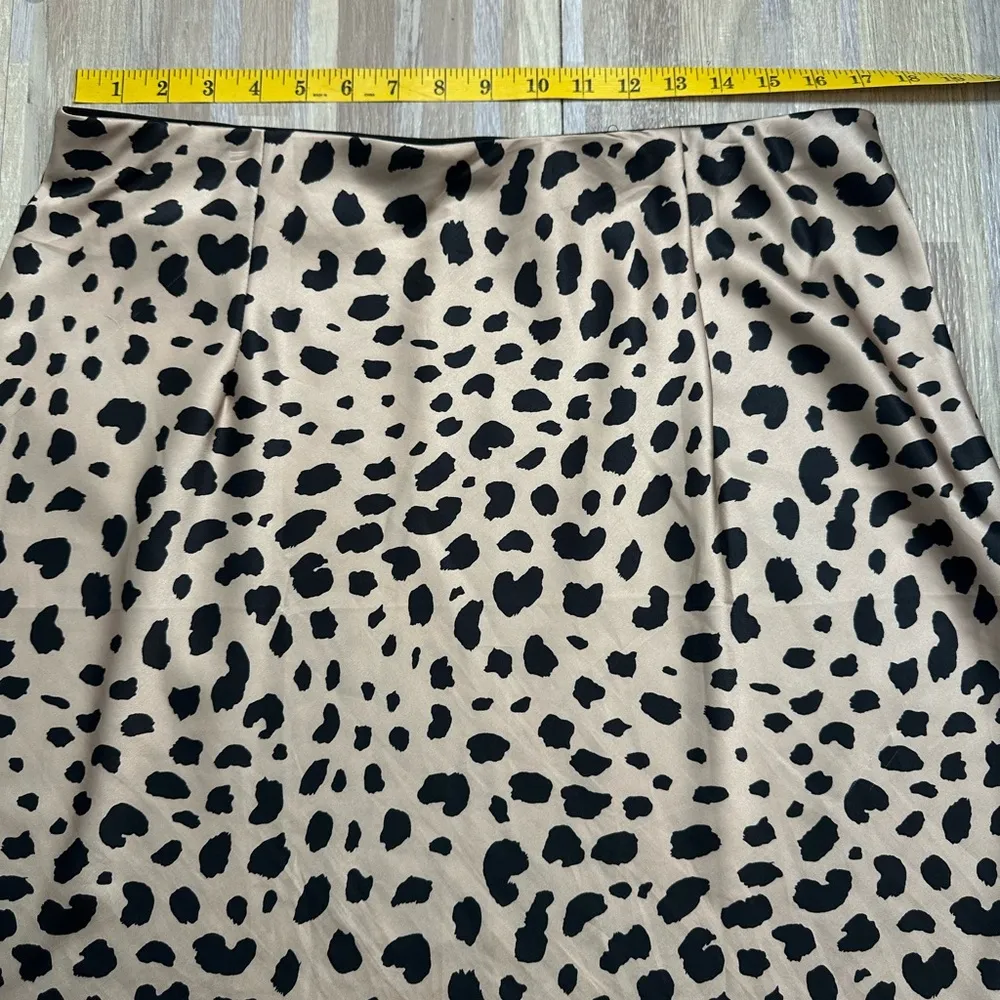 Midi Length, High Waist, Silk Satin Skirt with Animal Print, Size XXL - Image 3
