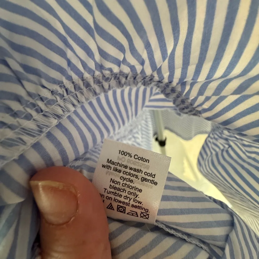 J. Crew Blue & White Striped Bow Tie Back Peplum S - Image 8