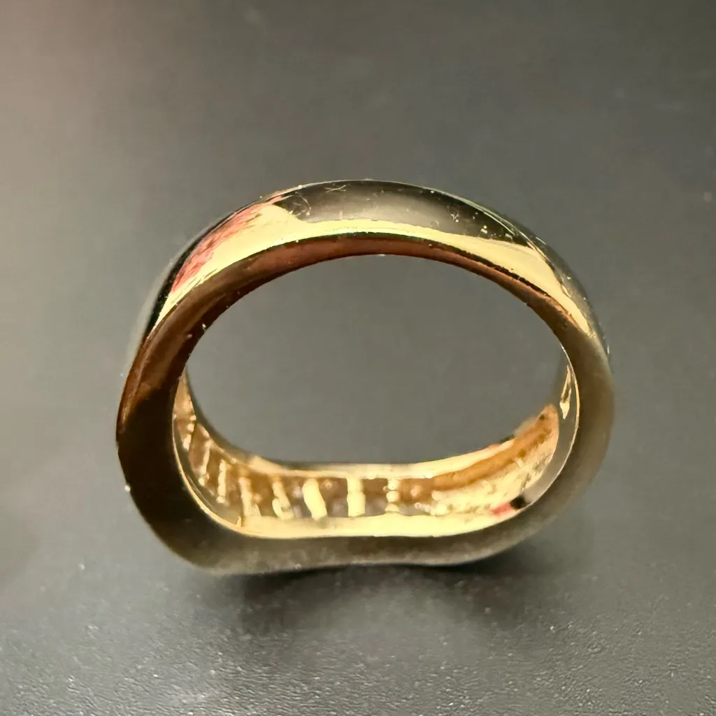 Vintage RF Peak 925 Gold Over Sterling Silver Baguette CZ Curvy Band Ring Siz 8 - Image 4