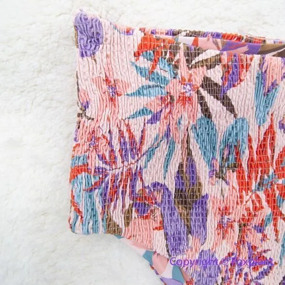 NEW Free People Citrine Dakota aloha blooms‎ floral bikini bottom, size M Purple Size M - Image 9