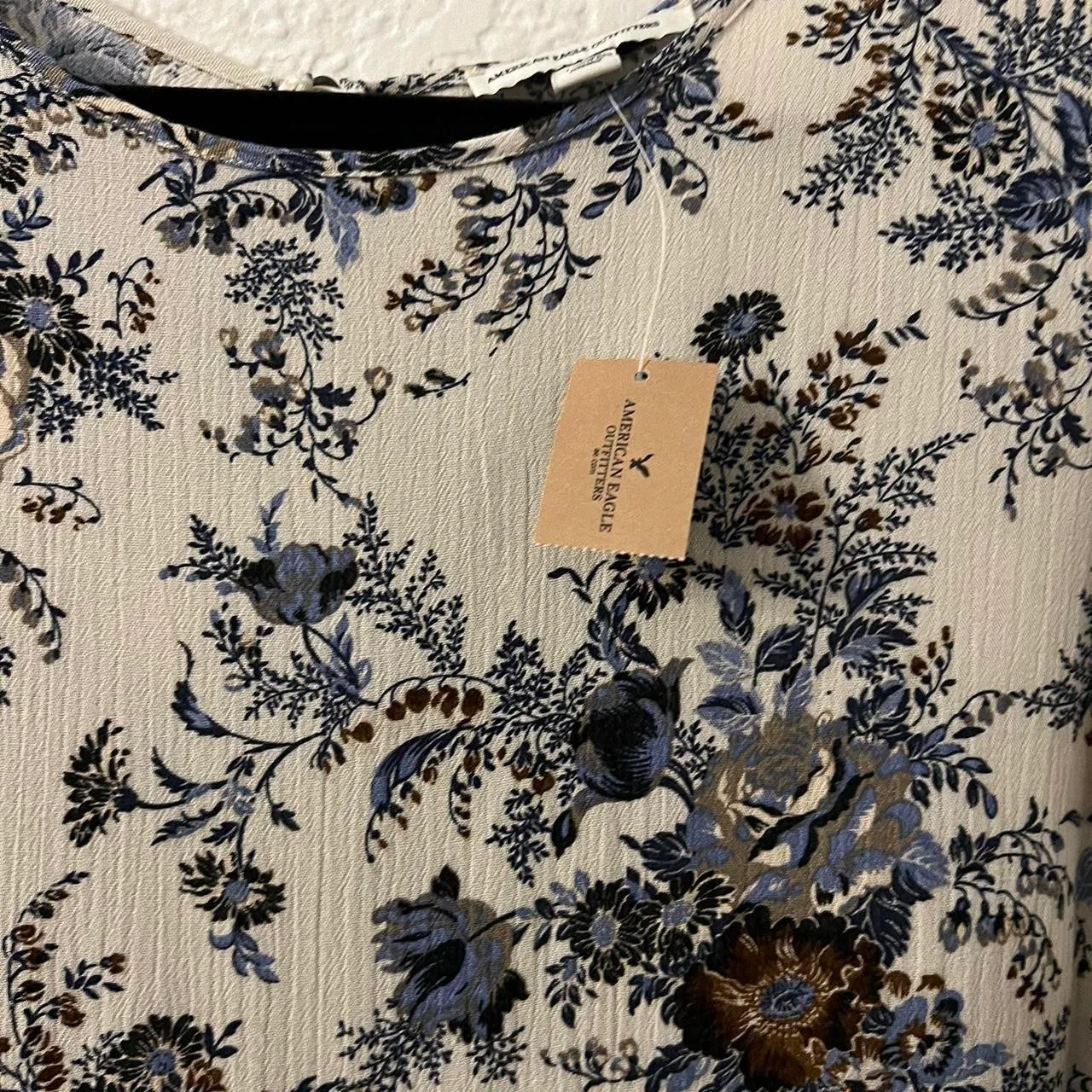 Blue White Floral Long Sleeve Dress - Image 4