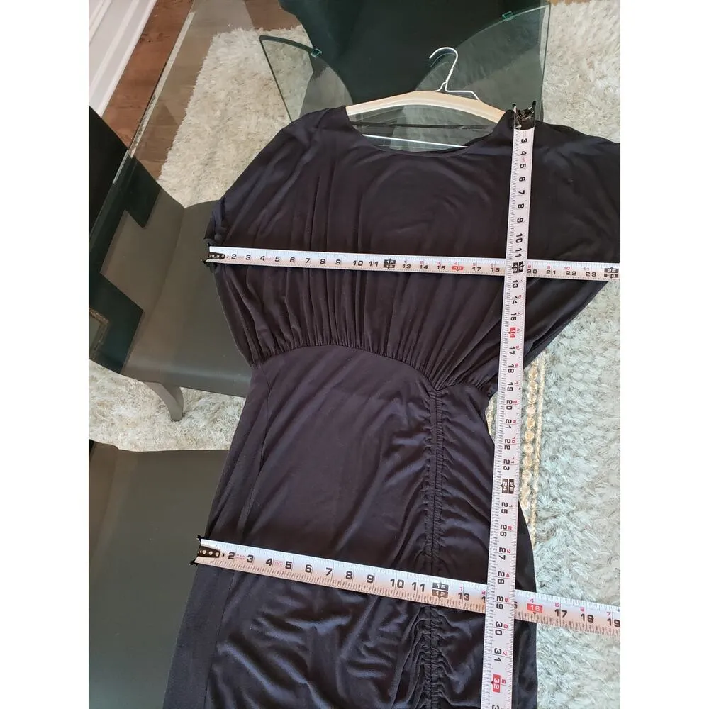 Bold Elements Long Maxi Dress Women's Large Black Solid Boat Neck Short Sleeve - Image 8