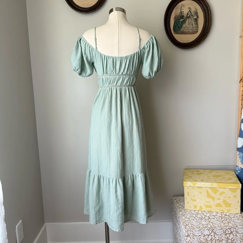 Sage green milkmaid dress - ASTR - Image 5