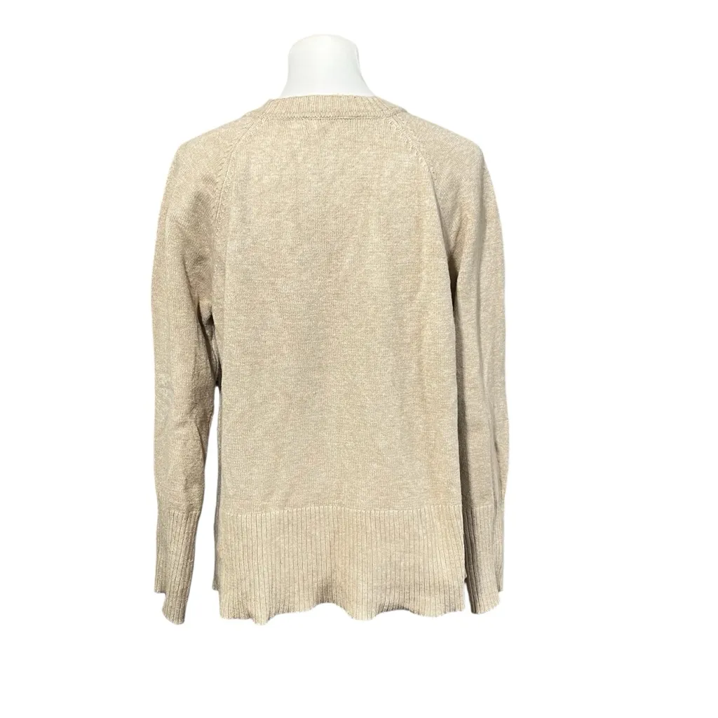 Magaschoni Women's Classic Tan Crew Neck Sweater Size Large - Image 5