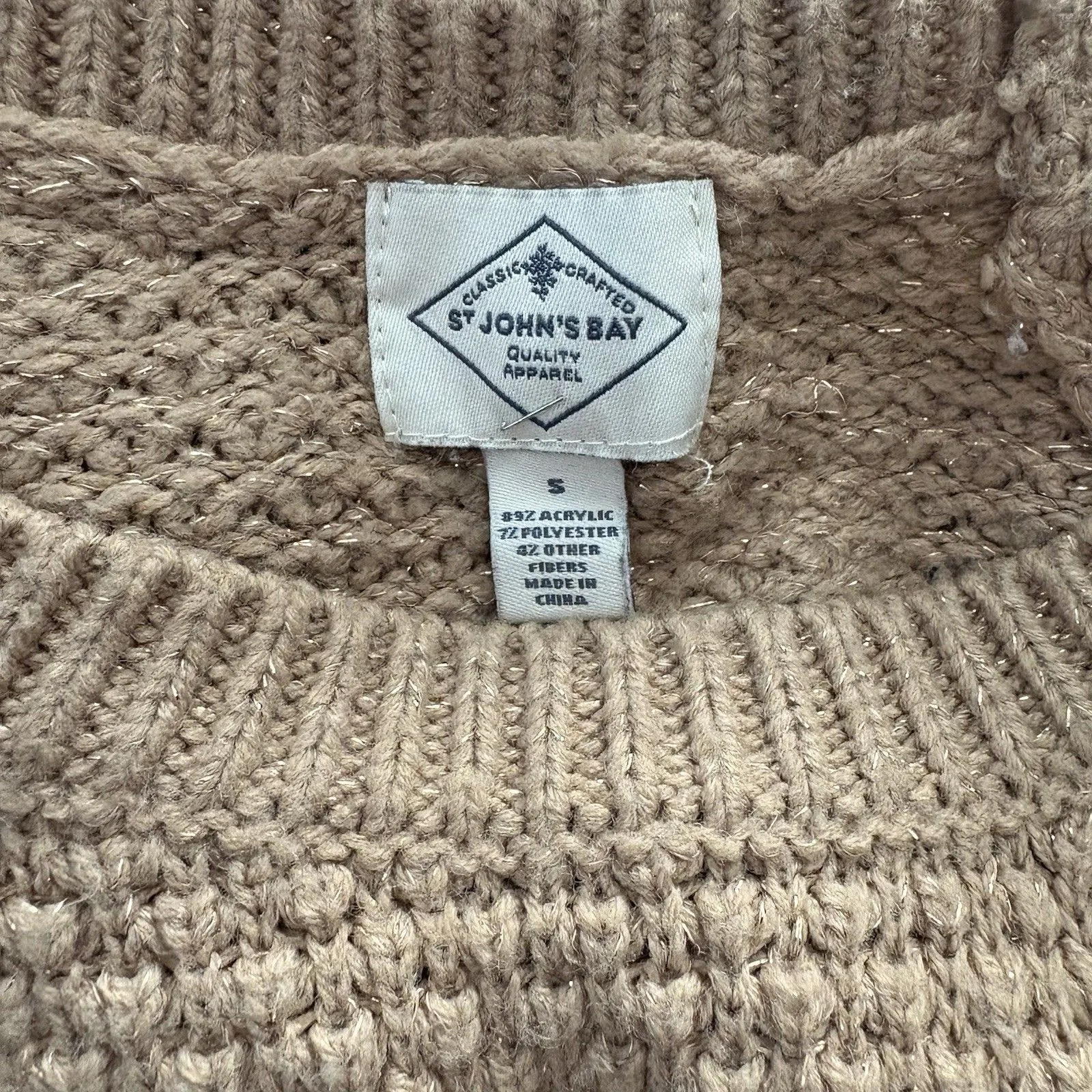 St. John's Bay Pullover Sweater Women's Size S TAN color - Image 7