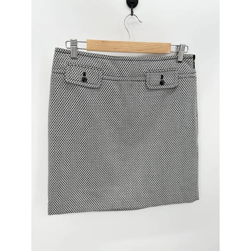 Ann Taylor LOFT Skirt Women 4 Black White Polyester Blend Side Zip Mini - Image 8