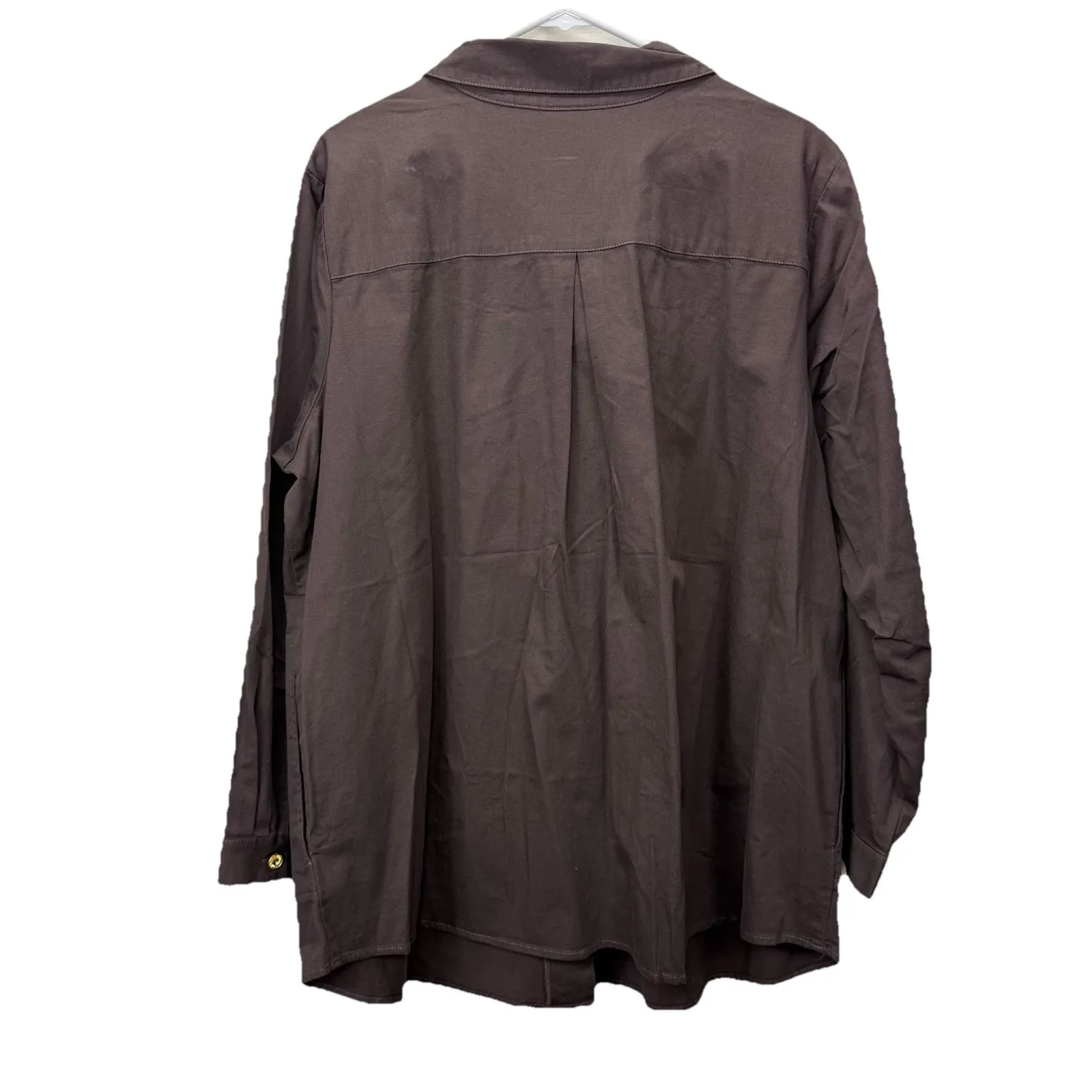 Quacker Factory Autumn Fall Embroidery Leaves Rhinestone Button Shirt 1X Pockets - Image 9