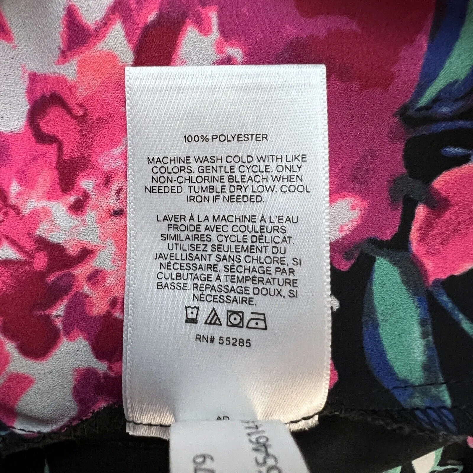 Express Shirt Women’s XSmall Black Pink Floral Popover Office Work Career Casual - Image 8